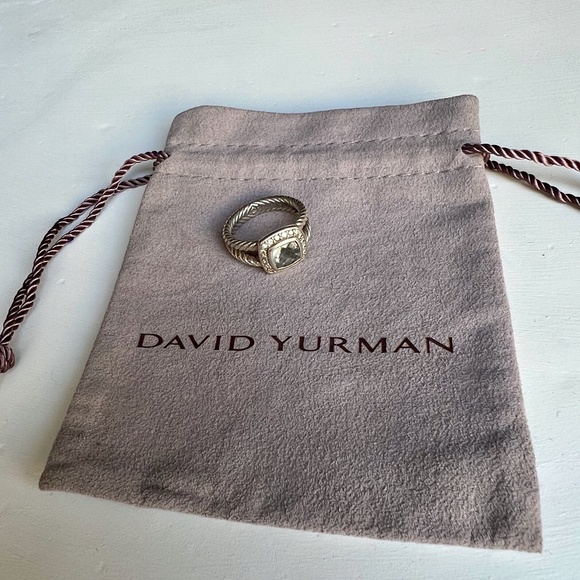 David Yurman Petite Albion® Ring with Prasiolite and Diamonds, sz 6.5 - Picture 7 of 10